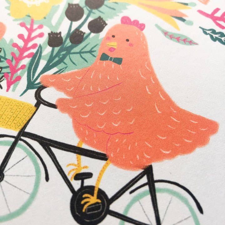 Honeyberry Studios Cards Chicken on Bicycle Birthday Greeting Card