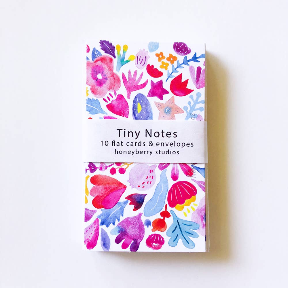 Honeyberry Studios Cards Pink & Red Flowers Tiny Notes