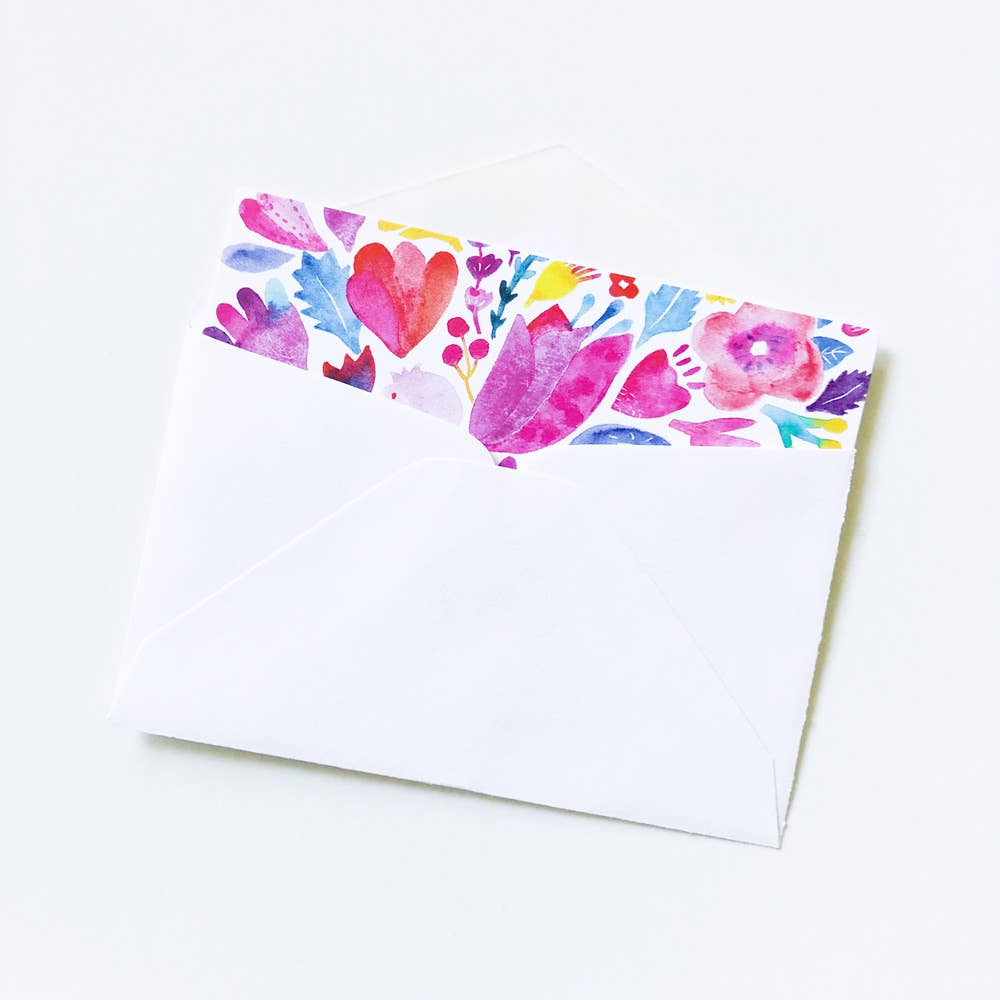 Honeyberry Studios Cards Pink & Red Flowers Tiny Notes