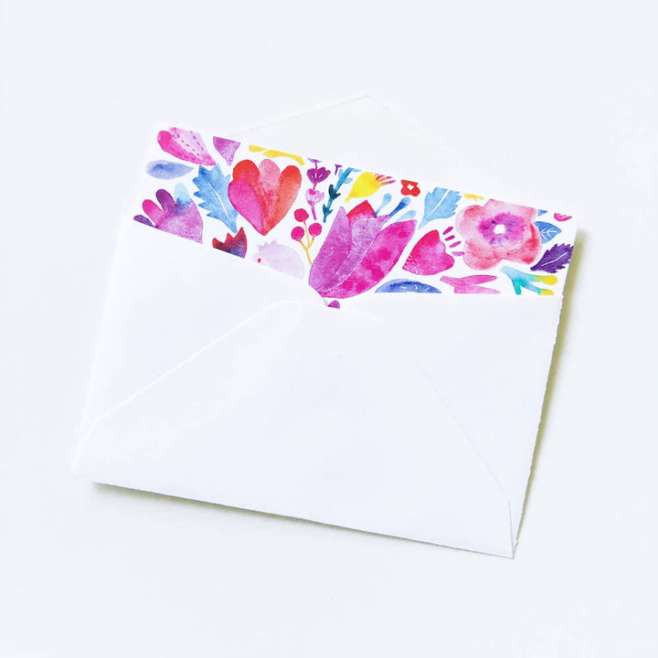 Honeyberry Studios Cards Pink & Red Flowers Tiny Notes