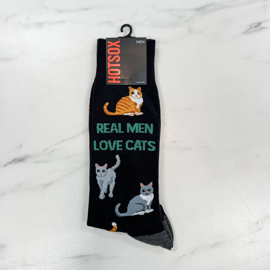Hotsox Fashion Men's Real Men Love Cats Crew Socks