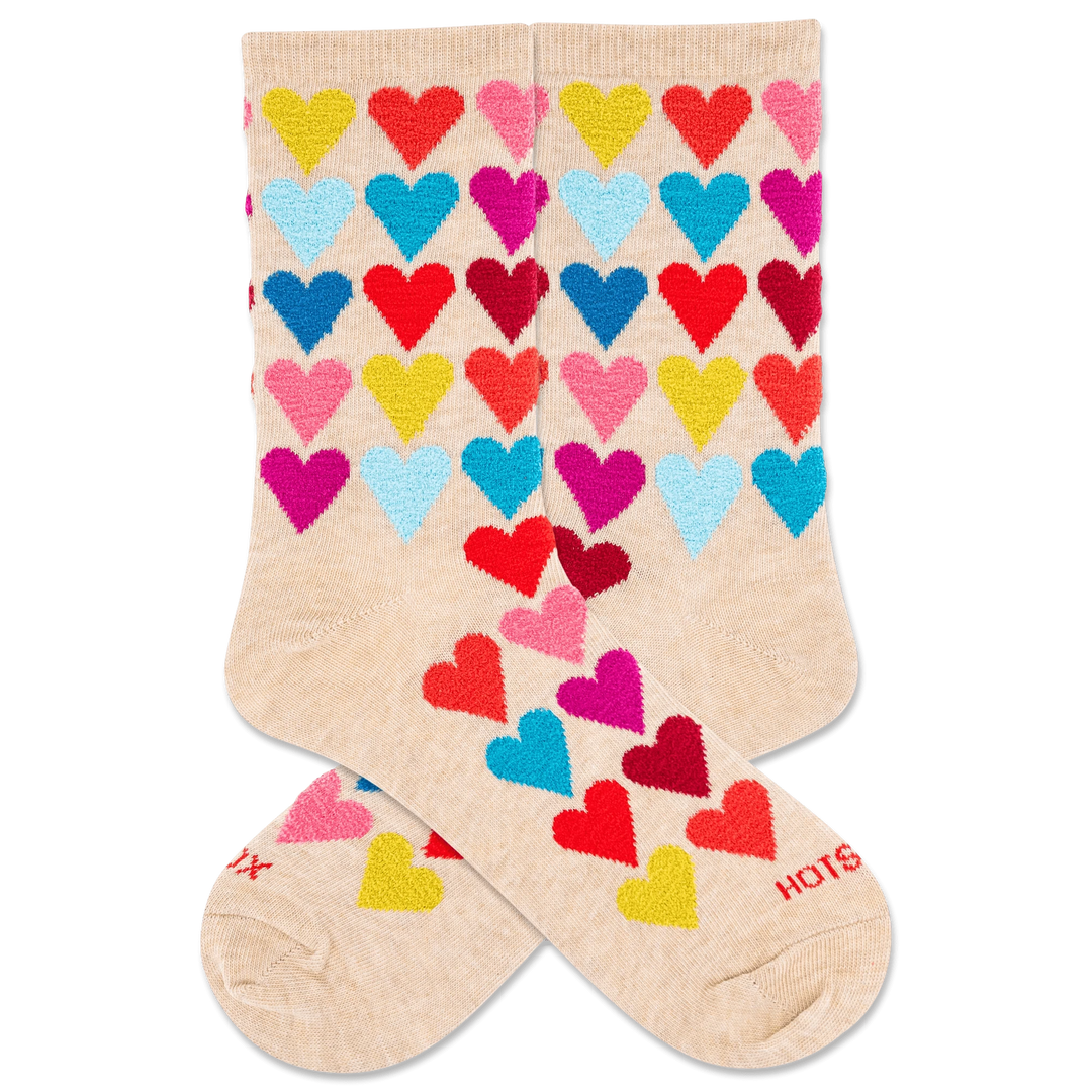 Hotsox Fashion Women's Fuzzy Hearts Crew Socks