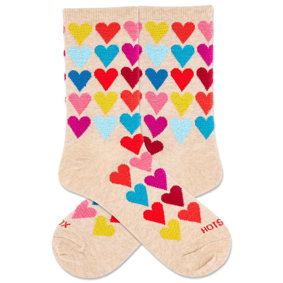 Hotsox Fashion Women's Fuzzy Hearts Crew Socks
