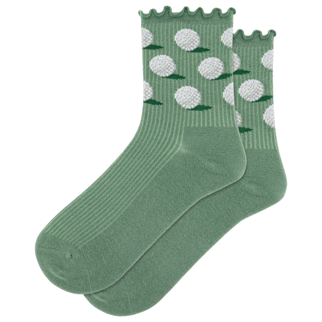 Hotsox Fashion Women's Golf Ball Lettuce Edge Crew Sock