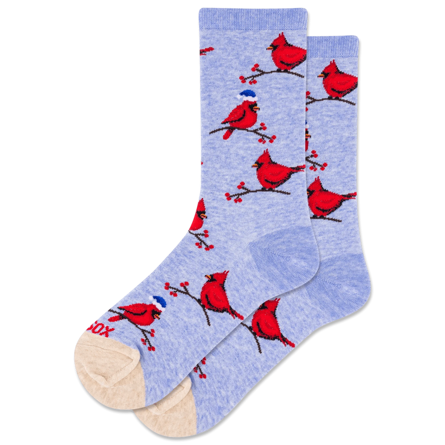 Hotsox Holiday Women's Christmas Cardinal Crew Socks