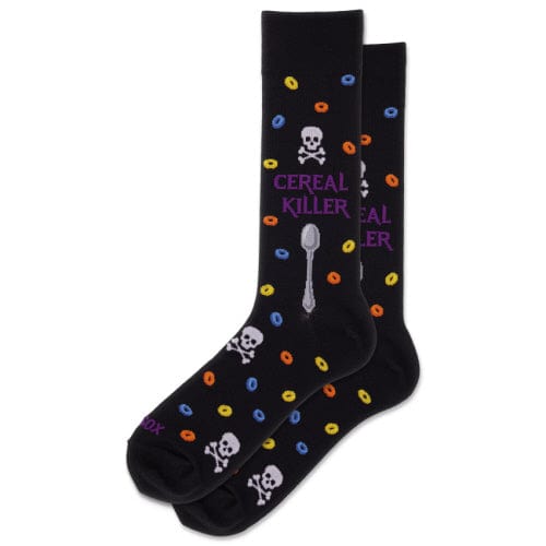 Hotsox Socks Men's Cereal Killer Black Crew Socks