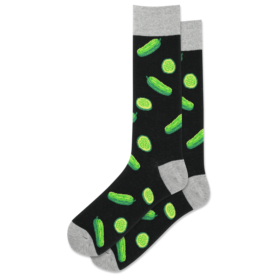 Hotsox Socks Men's Pickles Black Crew Sock