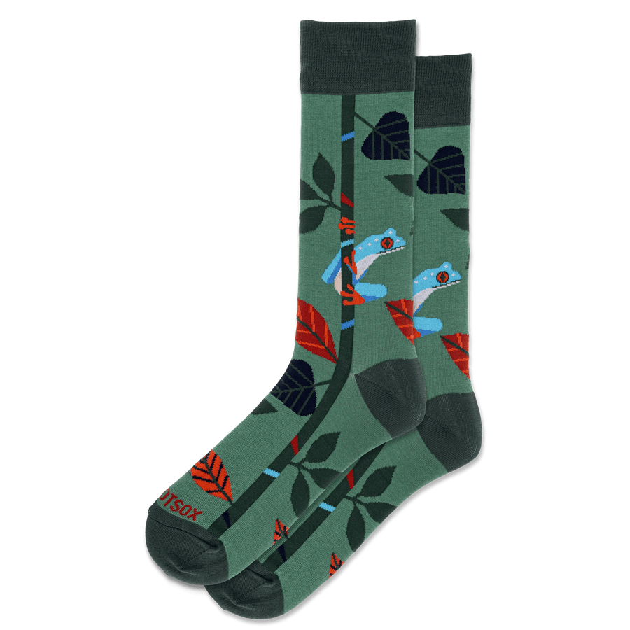 Hotsox Socks Men's Tree Frog Olive Crew Socks