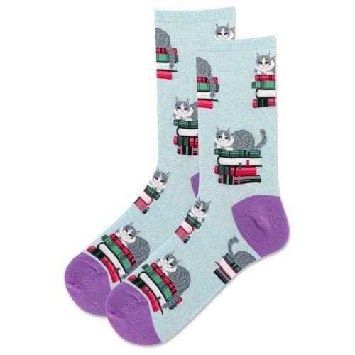 Hotsox Socks Women's Book Cat Crew Socks