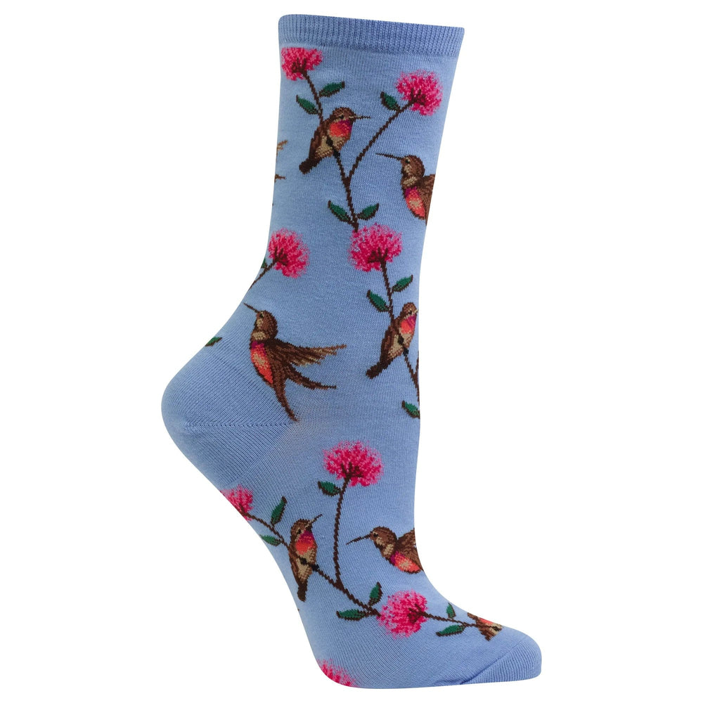 Hotsox Socks Women's Hummingbirds Blue Crew Socks