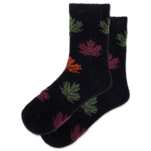 Hotsox Socks Women's Leaves Feathery Black Boot Crew Socks