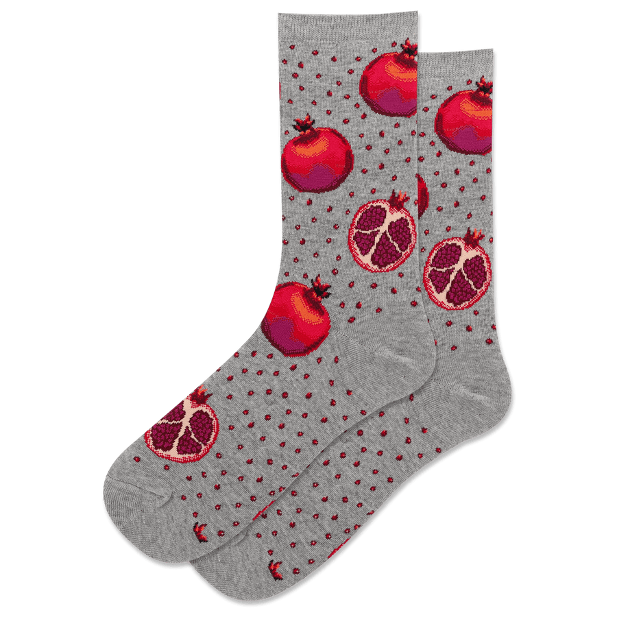 Hotsox Socks Women's Pomegranates Grey Crew Socks