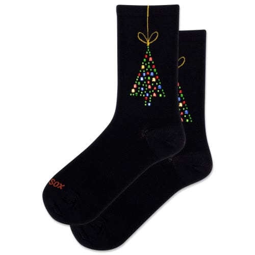 Hotsox Socks Women's Tree Ornament Black Crew Socks