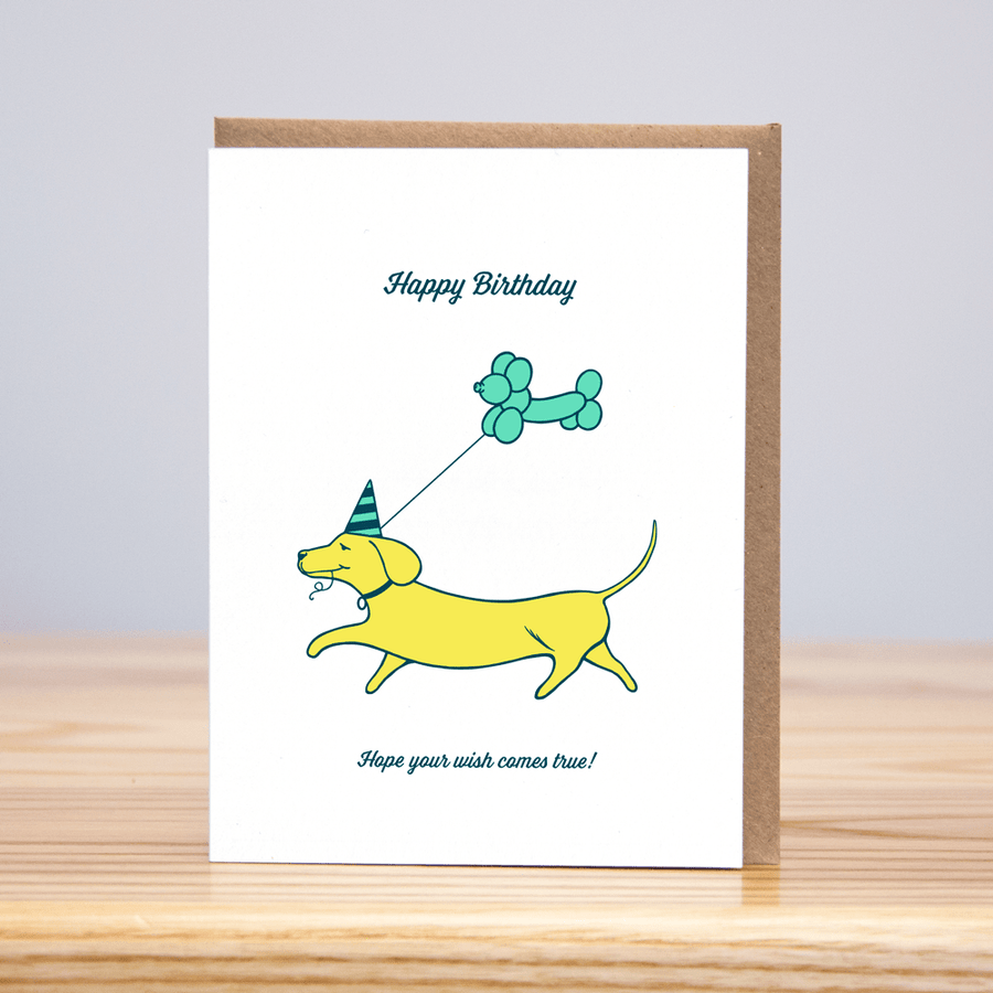 Huckleberry Letterpress Card 5.5" x 4.125 Weiner Dog Birthday (Letterpress)