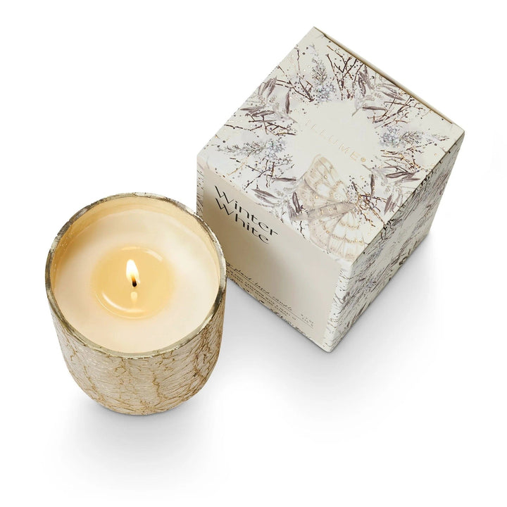Illume Candle Winter White Small Boxed Crackle Glass Candle