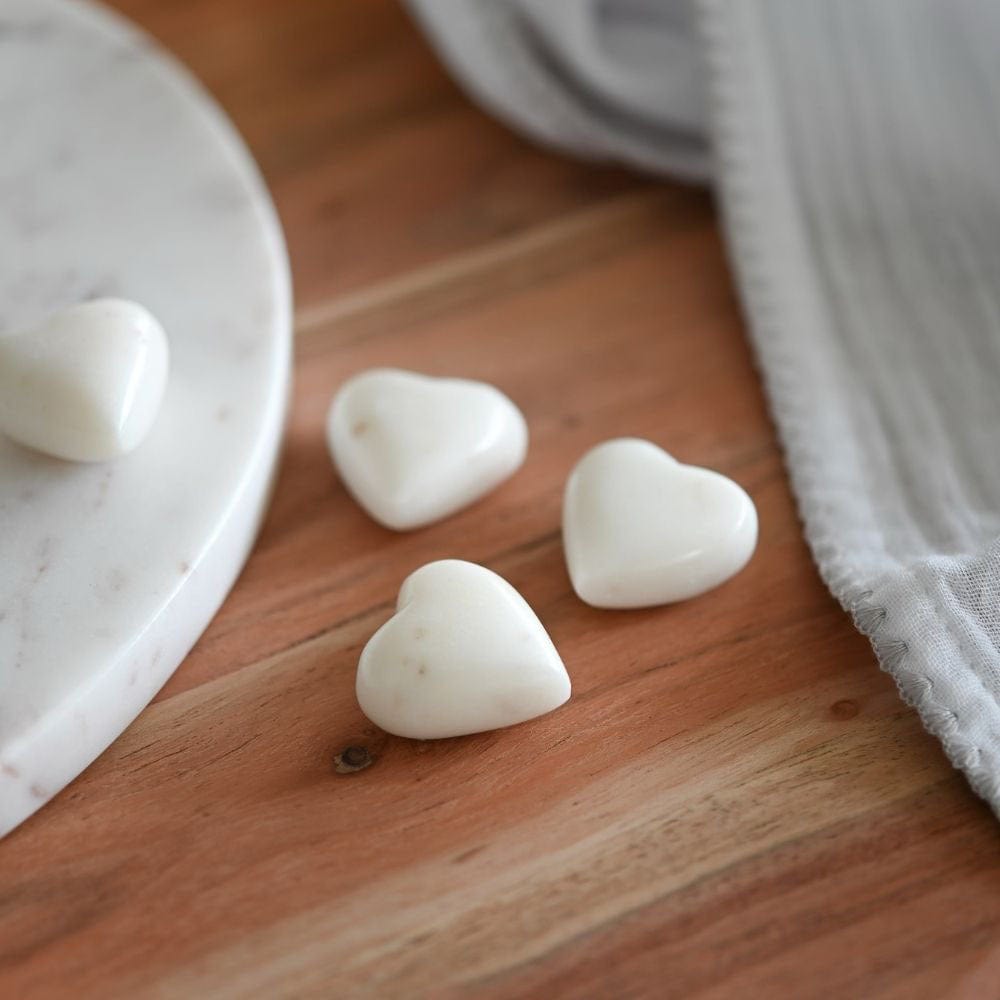Indaba Decor White Marble Mini Hearts