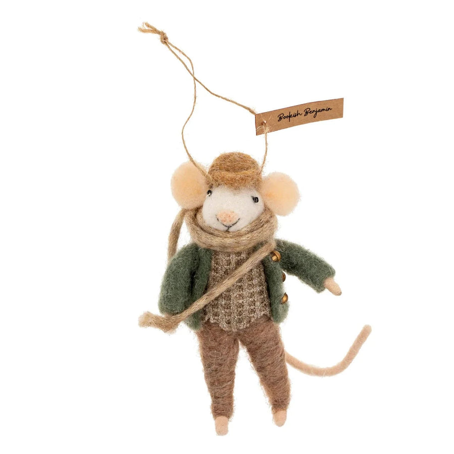 Indaba Holiday Bookish Benjamin Mouse Holiday Ornament