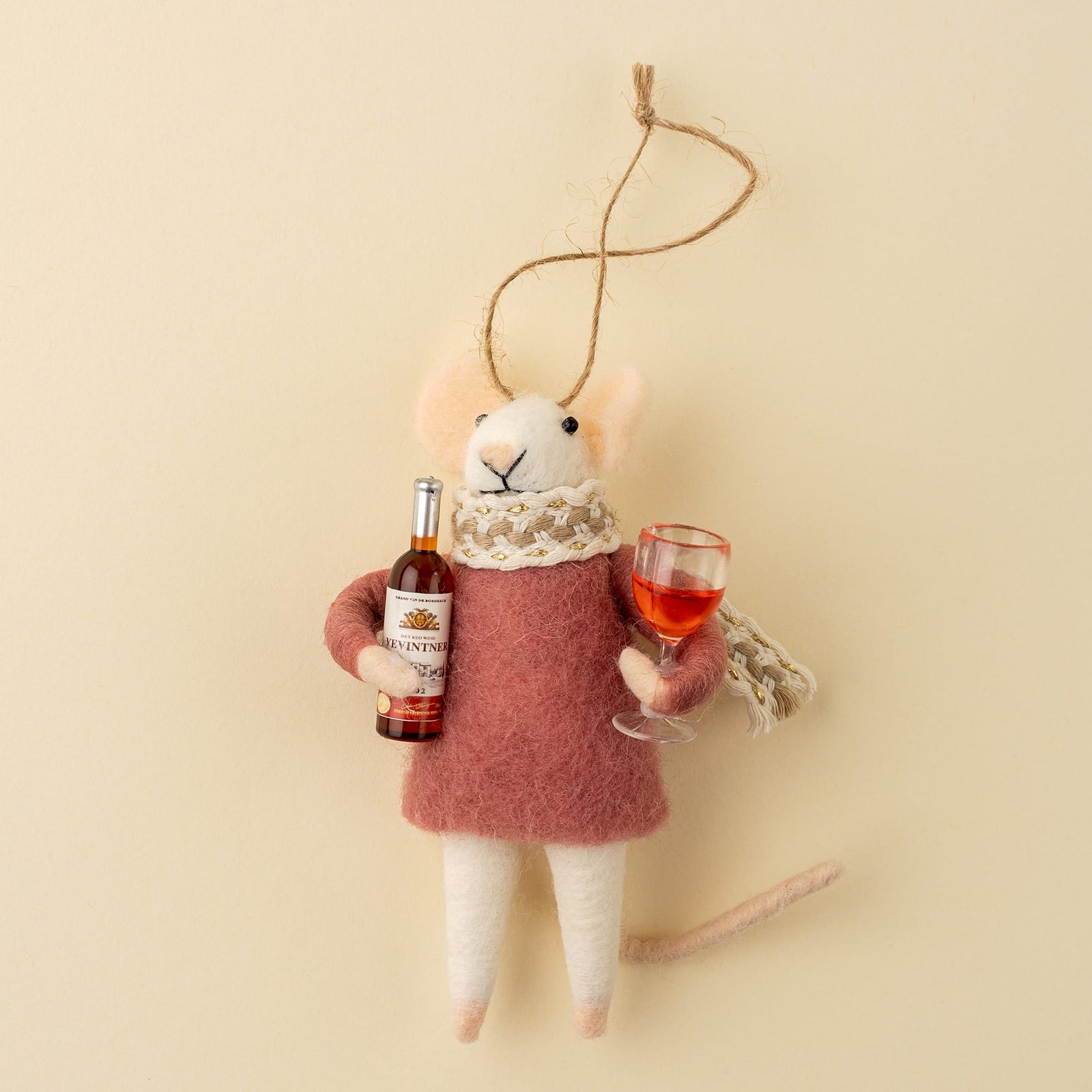 Indaba Holiday Merlot Millie Mouse Holiday Ornament