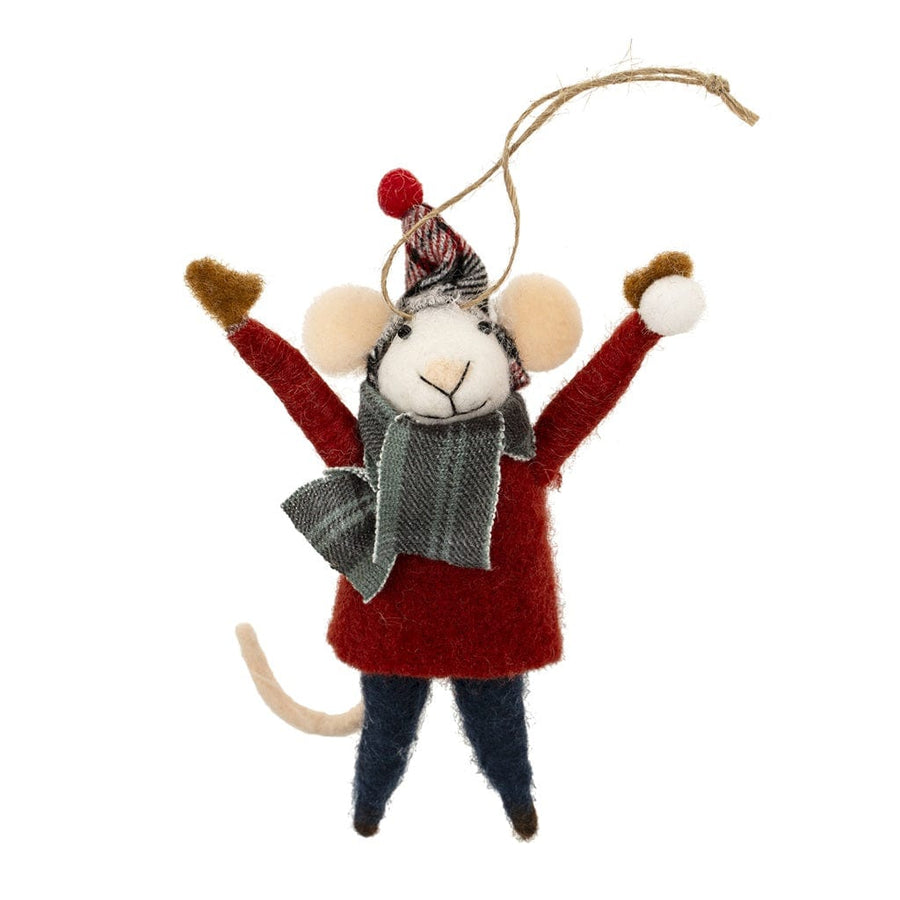 Indaba Holiday Snowball Spencer Mouse Holiday Ornament