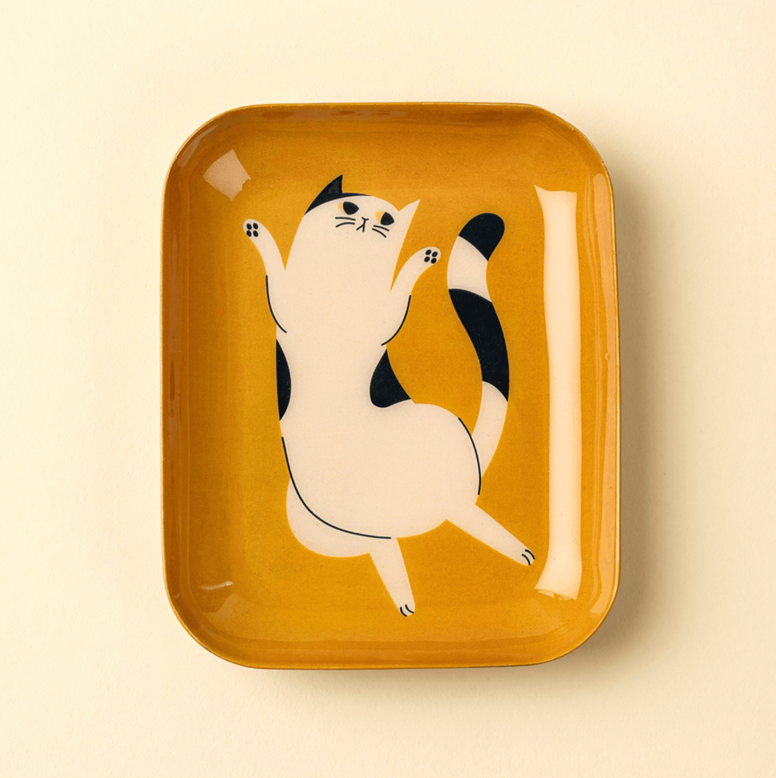Indaba Home Dancing Cat Enameled Tray