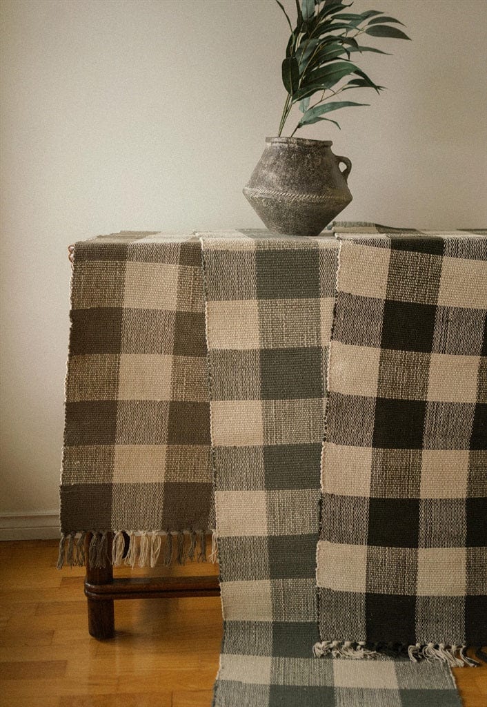 Indaba Home Gingham Table Runner, Greige