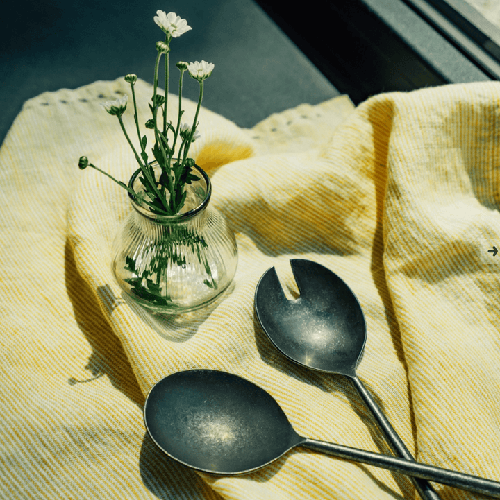 Indaba Home Tides Salad Servers Set of 2, Tumbled Black