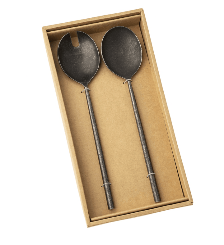 Indaba Home Tides Salad Servers Set of 2, Tumbled Black