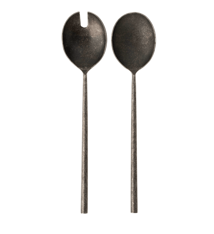 Indaba Home Tides Salad Servers Set of 2, Tumbled Black