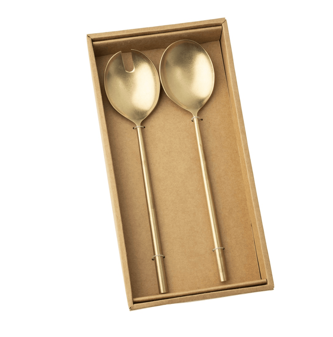 Indaba Home Tides Salad Servers Set of 2, Tumbled Gold