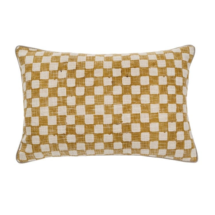 Indaba Pillow Checkered Pillow, Ochre 16x24