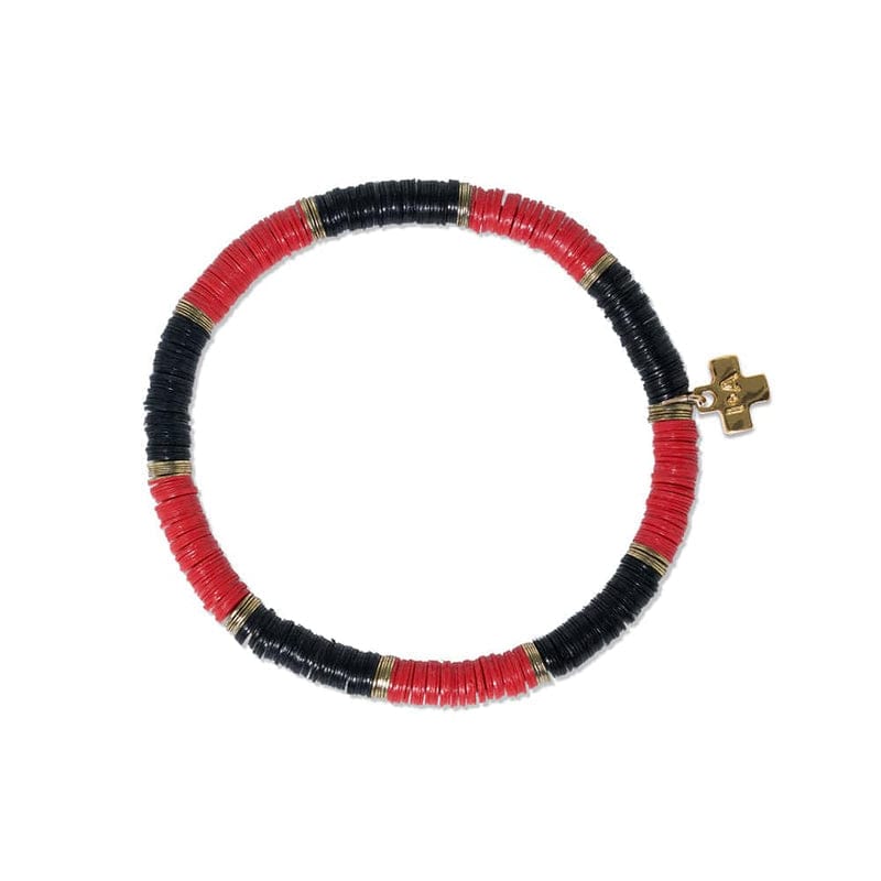 Ink + Alloy Bracelets Black/Red Two-Color Block Sequin Stretch Bracelet