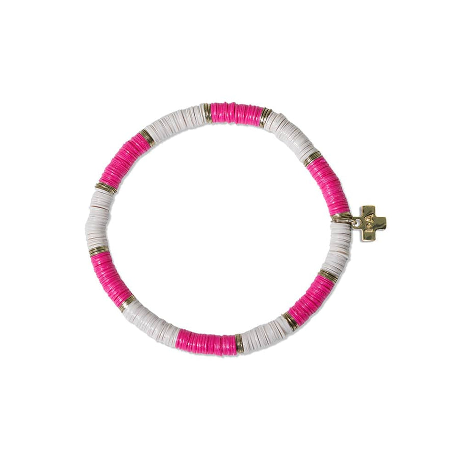 Ink + Alloy Bracelets Hot Pink/Ivory Two-Color Block Sequin Stretch Bracelet