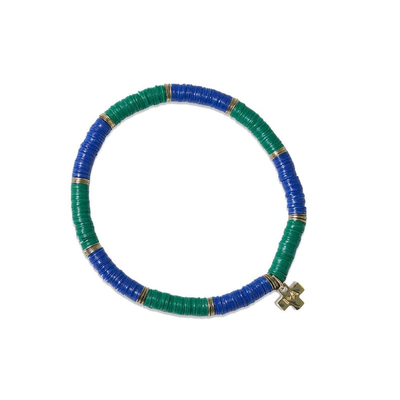 Ink + Alloy Bracelets Kelly Green/Lapis Two-Color Block Sequin Stretch Bracelet