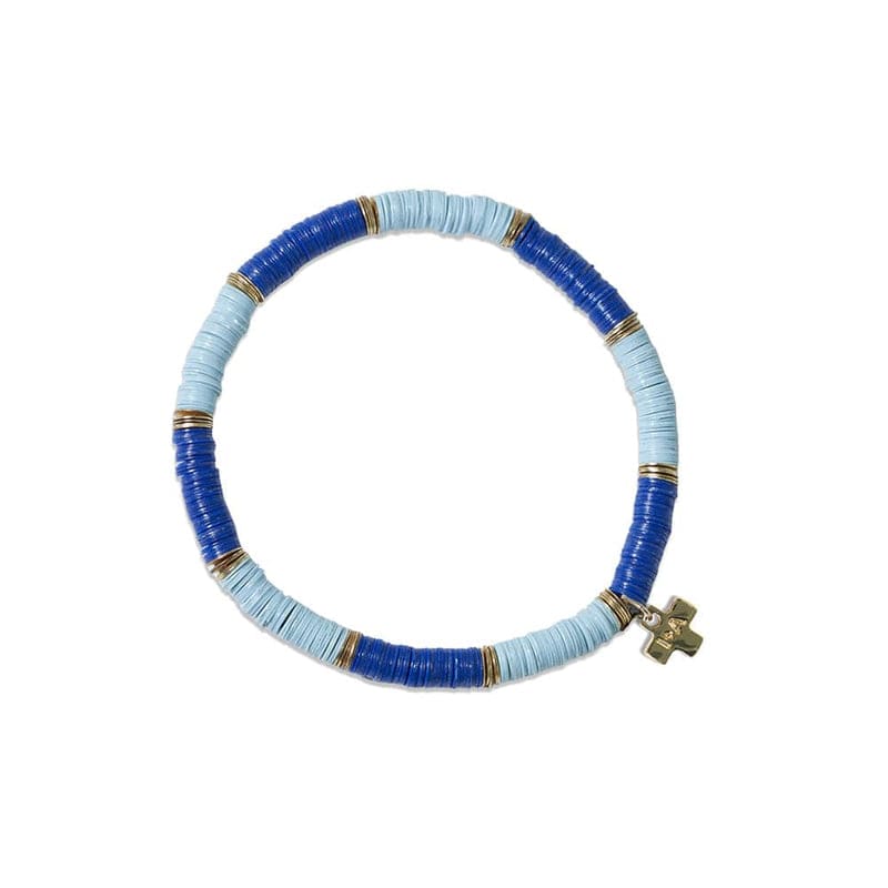 Ink + Alloy Bracelets Lapis/Light Blue Two-Color Block Sequin Stretch Bracelet