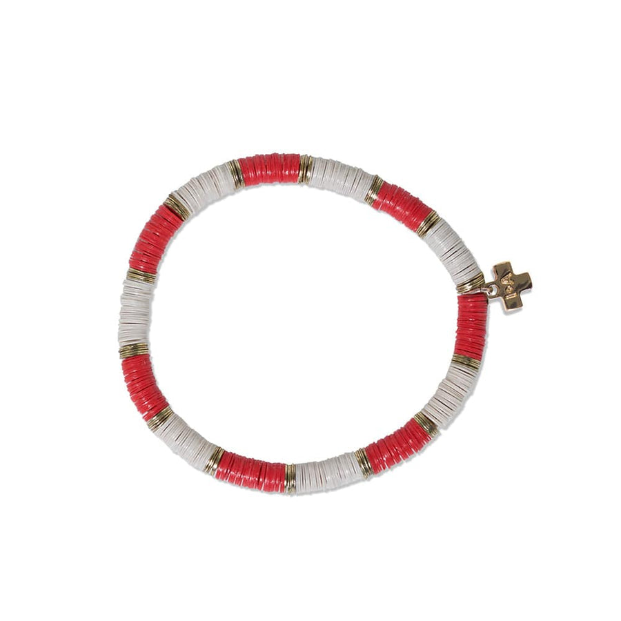 Ink + Alloy Bracelets Red/Ivory Two-Color Block Sequin Stretch Bracelet