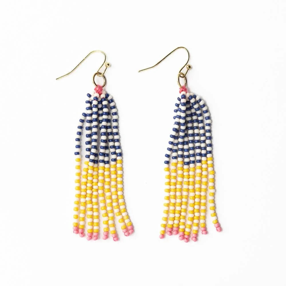 Ink + Alloy Earrings Abbey Tassel Seed Bead Earring - Yellow And Ivory