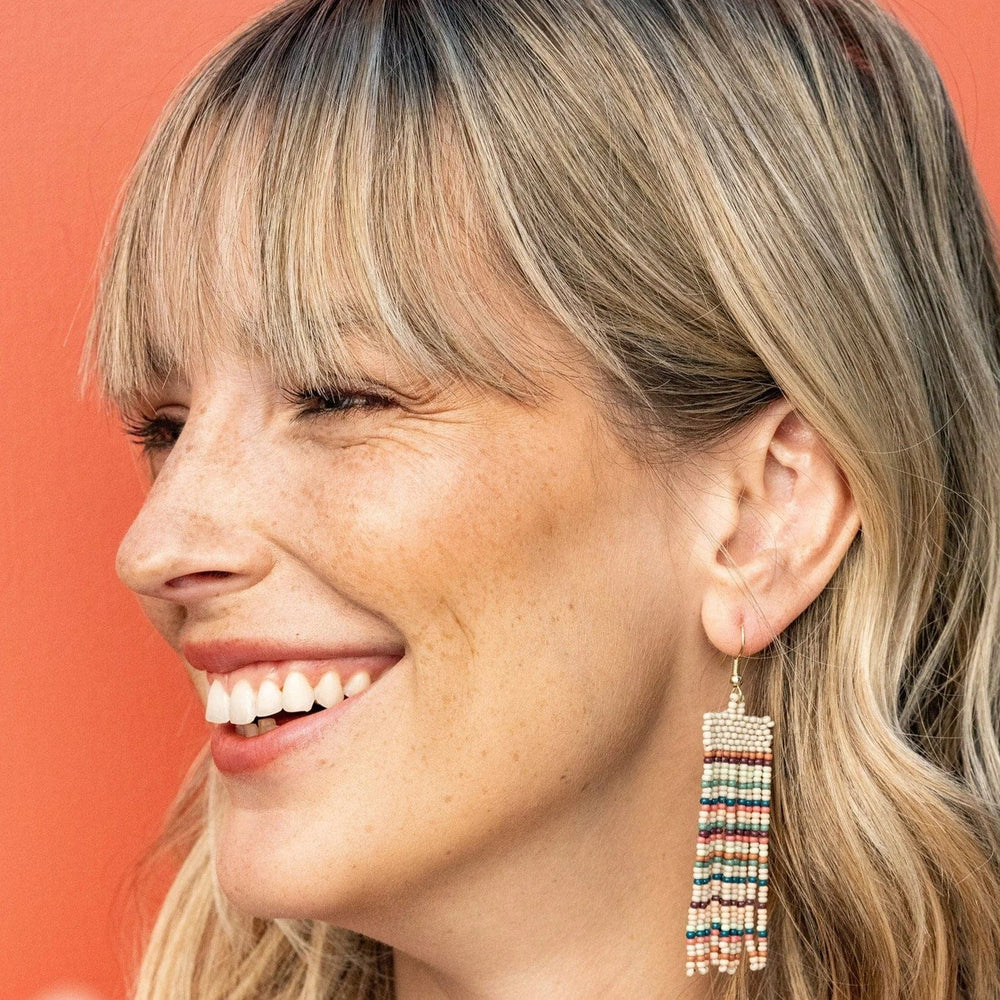 INK+ALLOY Kelly Luxe Beaded Hoop Earrings Desert Thin Color Block