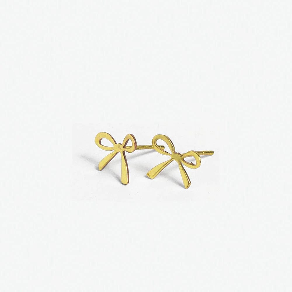 Ink + Alloy Earrings Alice Brass Mini Ribbon Bow Post Earrings 18k Gold