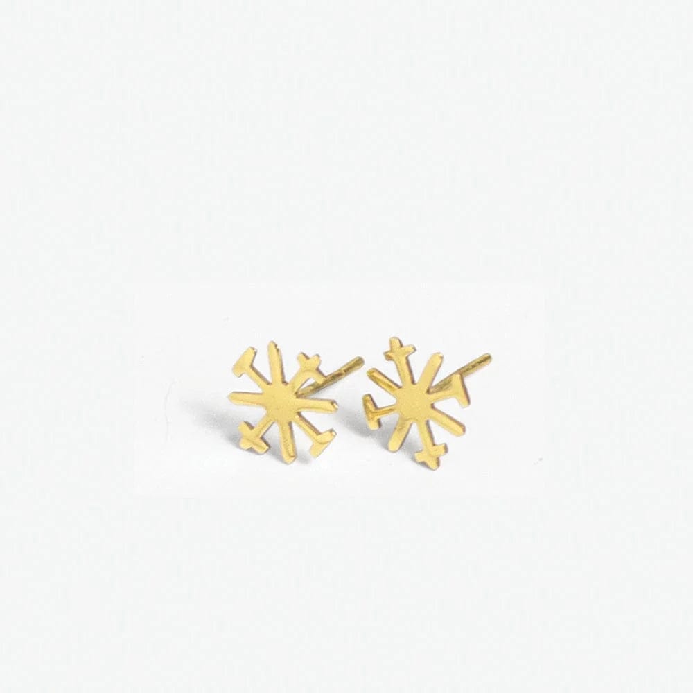 Ink + Alloy Earrings Alice Brass Snowflake Post Earrings 18k Gold