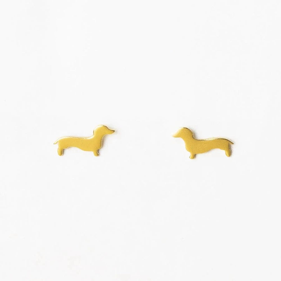 Ink + Alloy Earrings Alice Dachshund Post Earrings 18K Brass