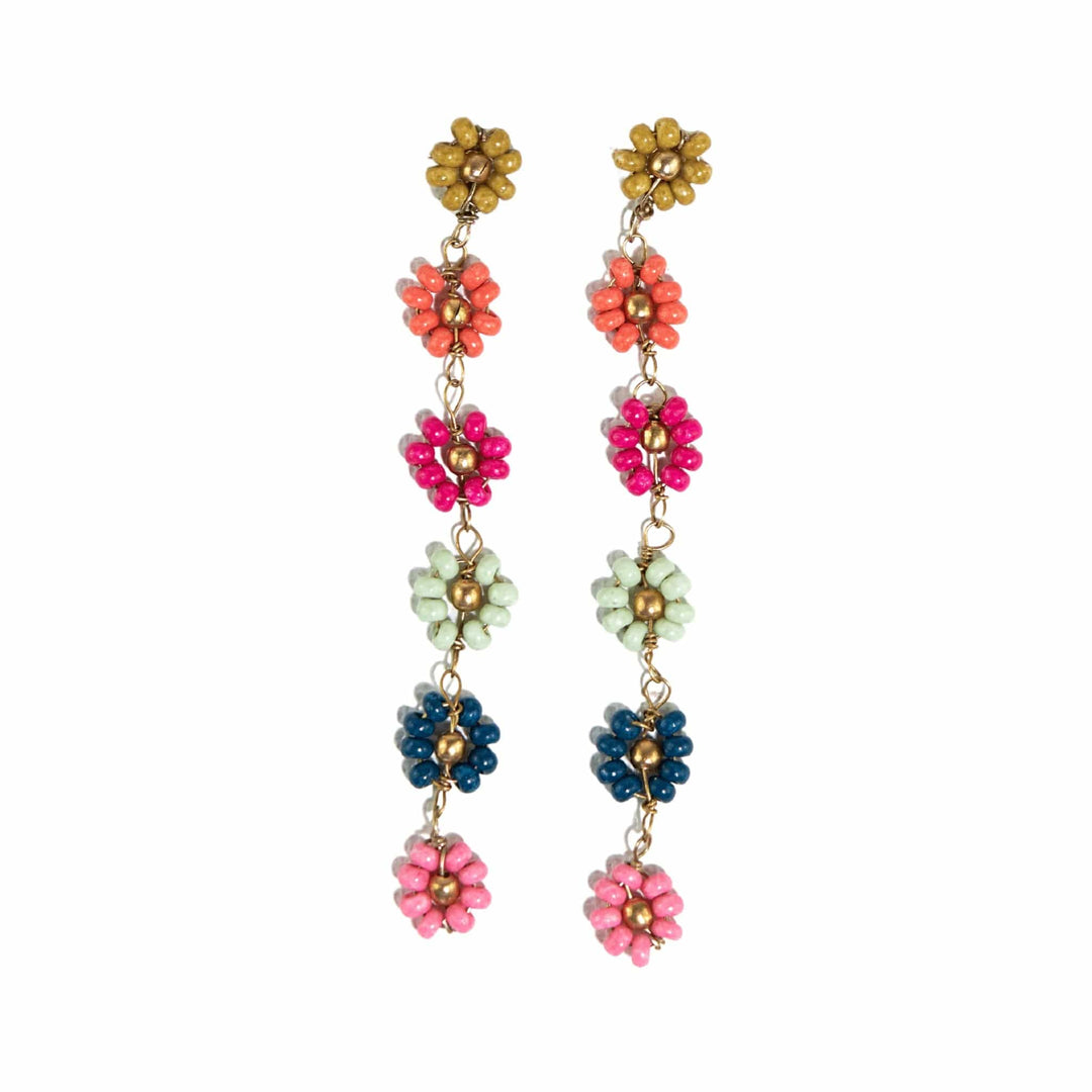 Ink + Alloy Earrings Amanda Multi-Color Flower Dangle Earring