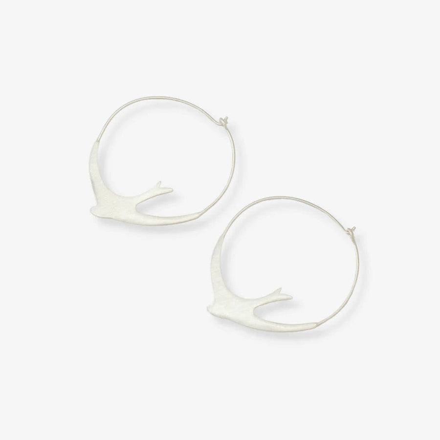 Ink + Alloy Earrings Amelia Circle Bird Hoop Earrings Silver