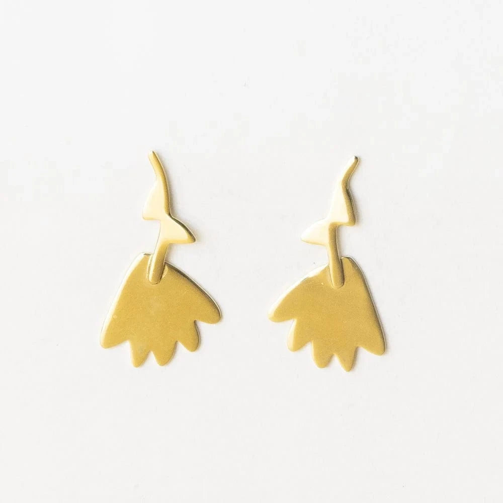 Ink + Alloy Earrings Annie Upside Down Flower Post Earrings Brass