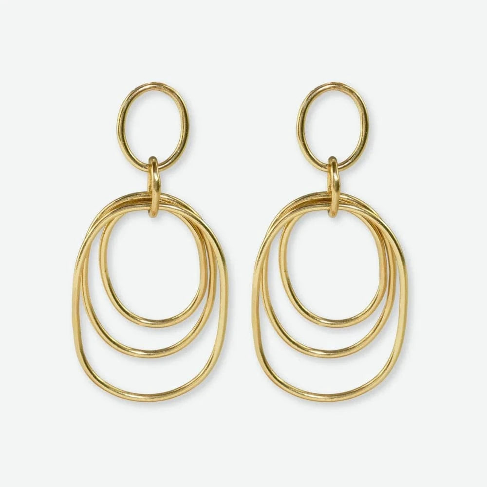 Ink + Alloy Earrings Aubrey Round Geometric Door Knocker Earrings Brass