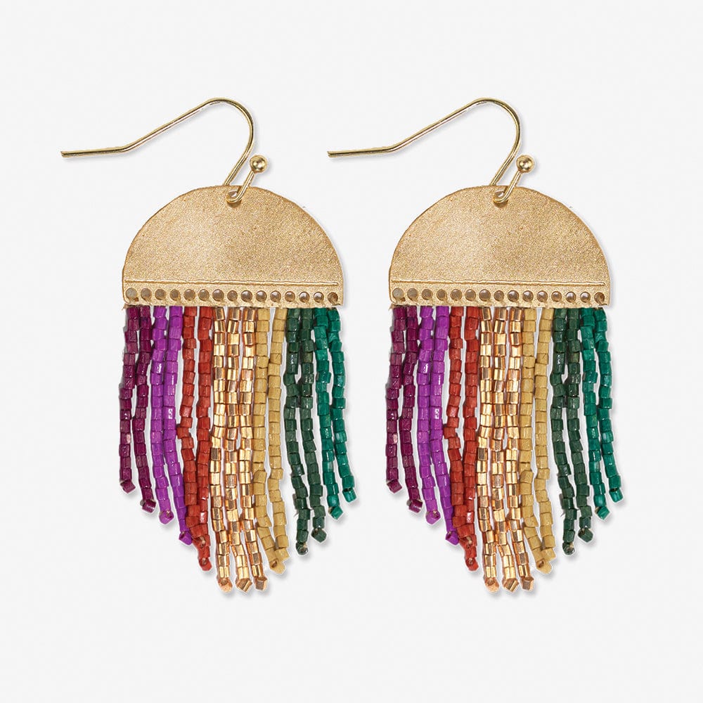 Ink + Alloy Earrings Claudia Multi-Striped Short Beaded Fringe Earrings Muted