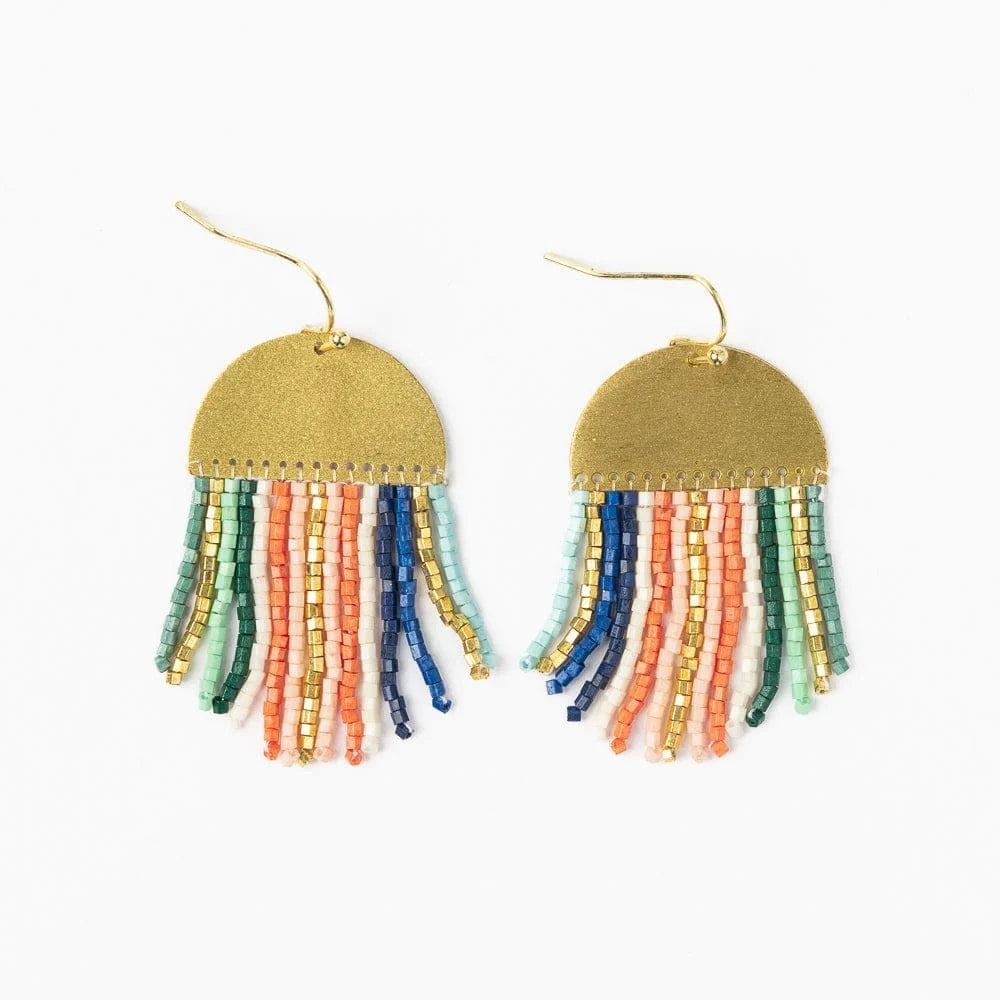 Ink + Alloy Earrings Claudia Vertical Stripe Beaded Fringe Earrings - Multicolor