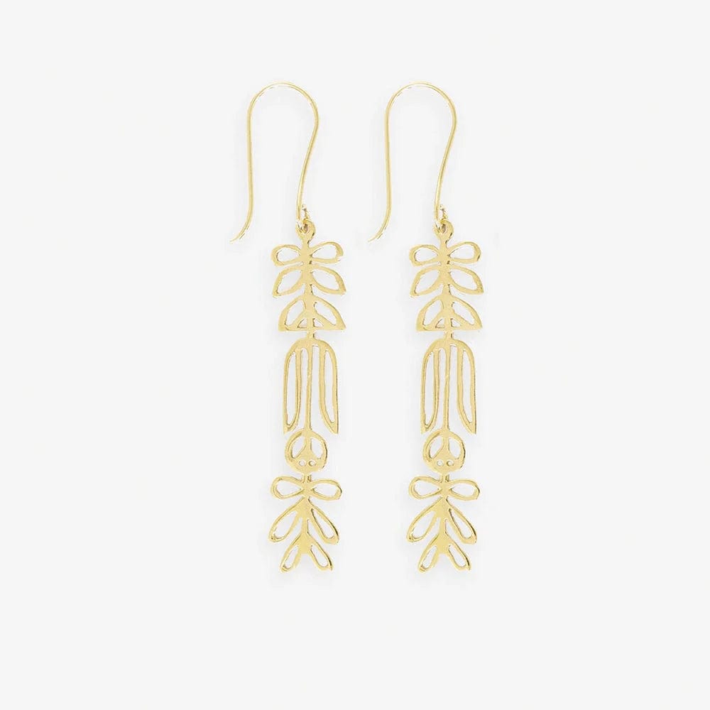 Ink + Alloy Earrings Elsa Botanical Nordic Floral Drop Earrings Brass