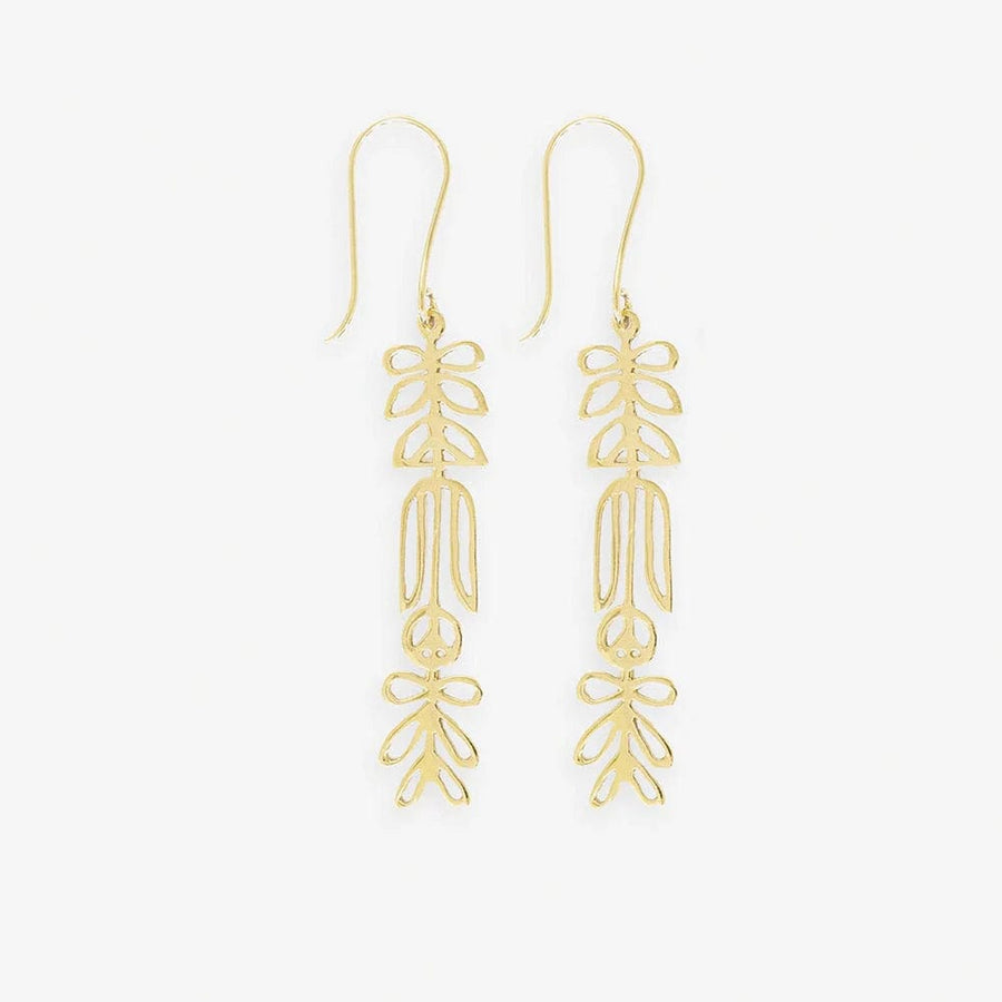 Ink + Alloy Earrings Elsa Botanical Nordic Floral Drop Earrings Brass