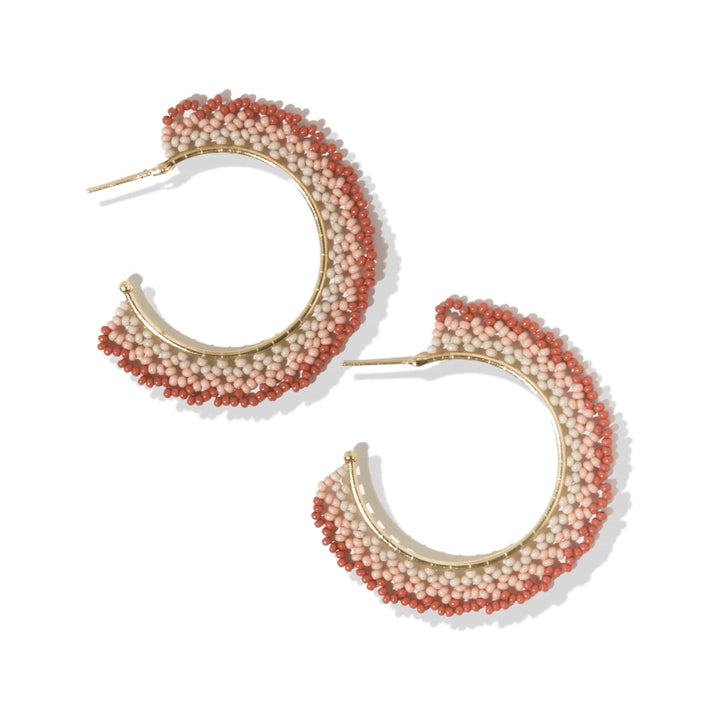 Ink + Alloy Earrings Eve Ombre Beaded Hoop Earring - Blush