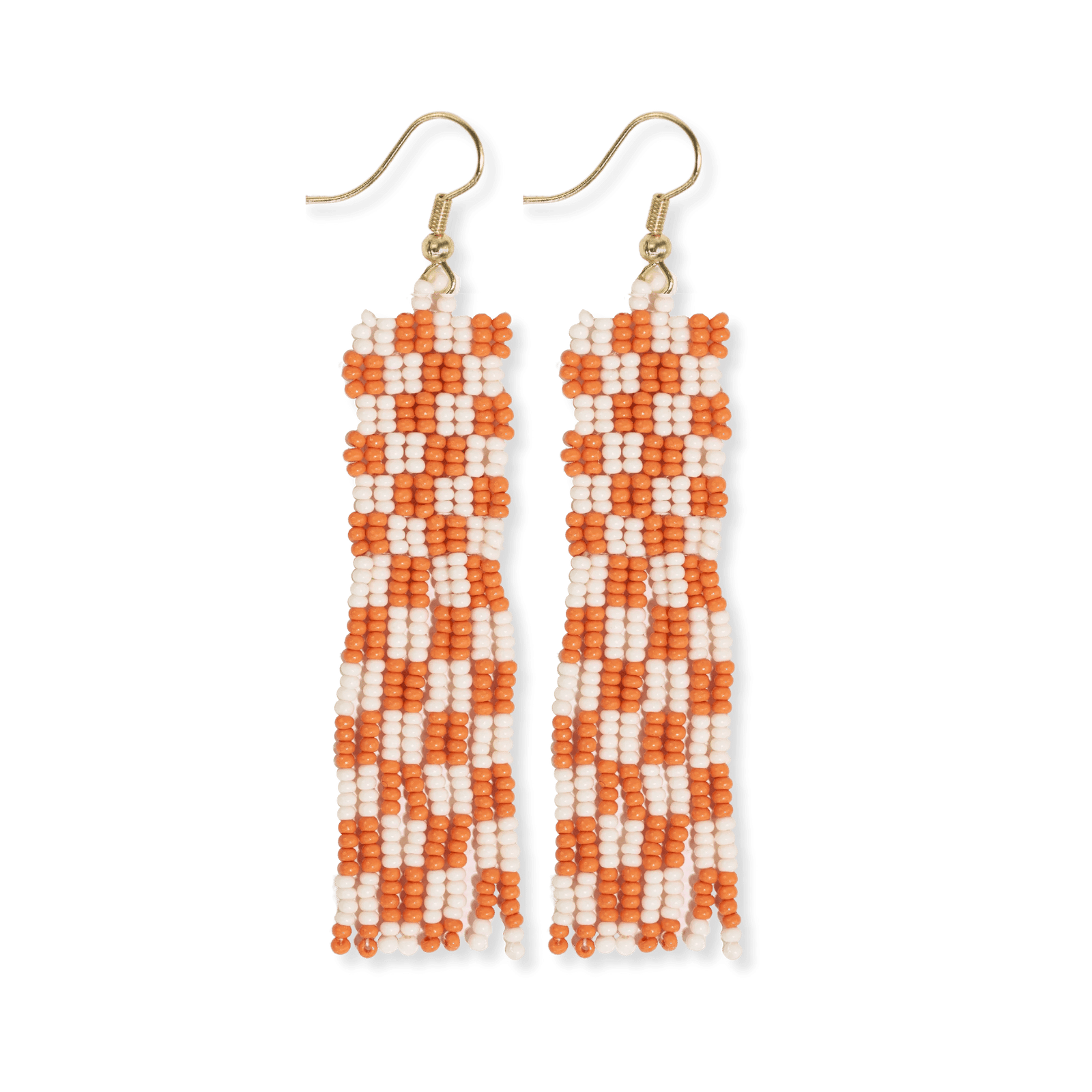 Ink + Alloy Earrings Harriet Woven Top Gingham Beaded Fringe Earrings - Peacock